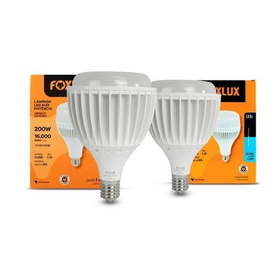 Kit 2 Lampada Led Alta Potencia 200w 6500k E40 Bivolt Foxlux