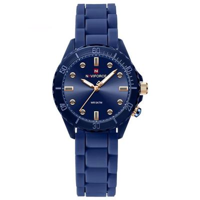 Relógio De Quartzo Feminino Design Casual Pulseira De Silicone 5atm à Prova D´agua Azul
