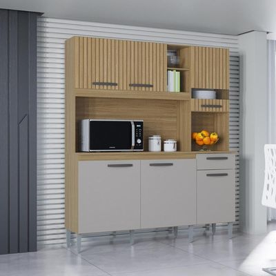 Kit Para Cozinha Barbara Damasco Ripado Off White - Poquema