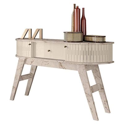 Estante Home Theater Com Bancada Suspensa Monte Carlo Com Aparador Estoril Calacata Off White – Madetec