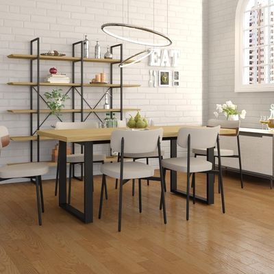 Mesa De Jantar Queens R 180x90x77cm Qemj9180r Vermont Oak - Est.preta Vermont Oak/est.preta