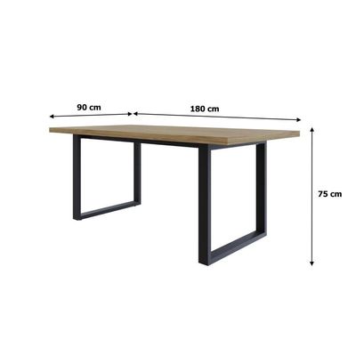 Mesa De Jantar Queens R 180x90x77cm Qemj9180r Vermont Oak - Est.preta Vermont Oak/est.preta