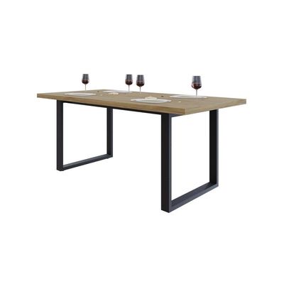 Mesa De Jantar Queens R 180x90x77cm Qemj9180r Vermont Oak - Est.preta Vermont Oak/est.preta