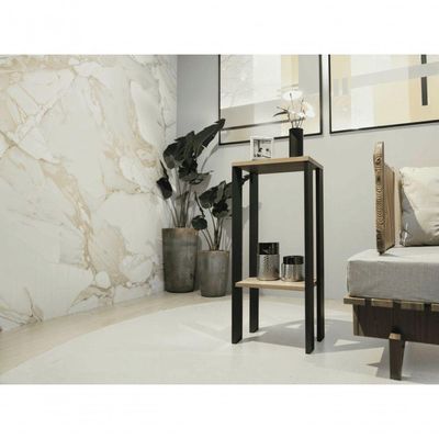 Mesa Alta Mesa De Canto Mesa De Apoio Mesa De Bebedouro Mesa Lateral Preto E Amadeirado Claro