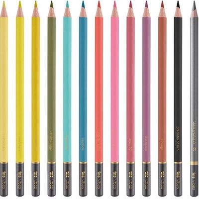 Lápis de Cor Vibes Retrô 12 Cores + Lápis Graduado 6B - Tris
