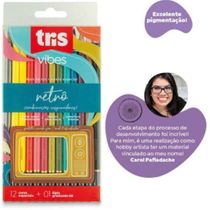 Lápis de Cor Vibes Retrô 12 Cores + Lápis Graduado 6B - Tris