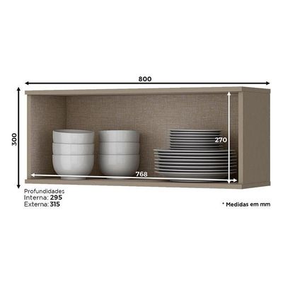 Armário Aéreo Connect 1 Porta Basculante 80 Cm Duna Cristal – Henn