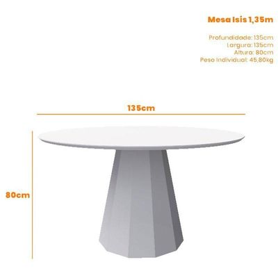 Mesa De Jantar 135x135 Cm Isis Com Vidro Off White – New Ceval