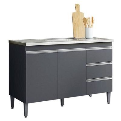 Balcão De Pia Ambiente Andréia 120 Cm Cinza Fosco - Ajl