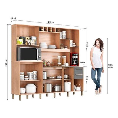Kit Cozinha Compacta Petra Cinamomo Grafite - Valdemóveis