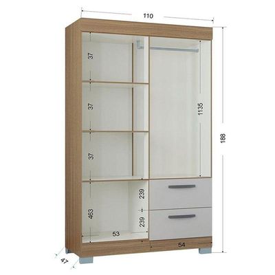 Guarda Roupa Solteiro Tóquio 4 Portas Castanho Off White - Poquema