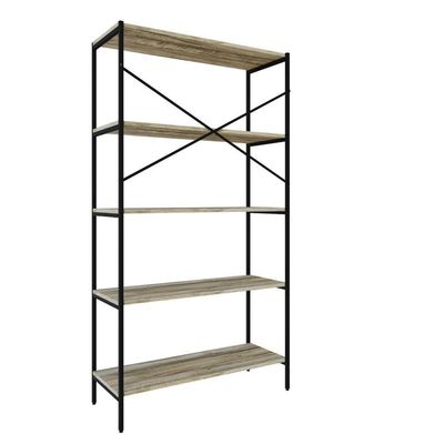 Estante C/05 Prateleiras 152x80x33cm Tub Tueh1585 Carvalho - Est.preta Carvalho / Est.preta
