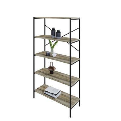 Estante C/05 Prateleiras 152x80x33cm Tub Tueh1585 Carvalho - Est.preta Carvalho / Est.preta