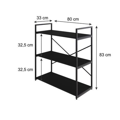 Estante C/03 Prateleiras 84x80x33cm Yon Preto Tx/est.preta Preto Tx/est.preta