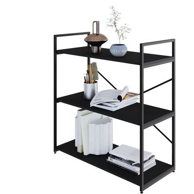 Estante C/03 Prateleiras 84x80x33cm Yon Preto Tx/est.preta Preto Tx/est.preta