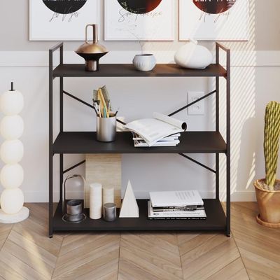 Estante C/03 Prateleiras 84x80x33cm Yon Preto Tx/est.preta Preto Tx/est.preta