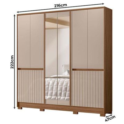 Guarda Roupa Casal Alasca 10 Portas Carvalho Fendi Com Espelho - Moval