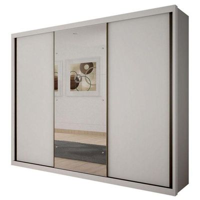 Guarda Roupa Casal Palazzo 3 Portas 6 Gavetas Neve Com Espelho – Novo Horizonte