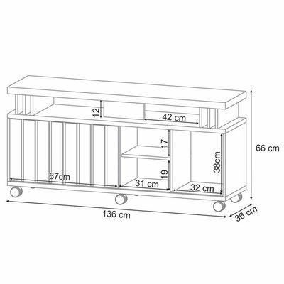 Rack Bancada Rivera 1.3 Com Mesa De Centro Sky Com Tampo De Vidro Off White Cinamomo – Hb Móveis