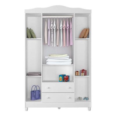 Quarto De Bebê 4 Portas Com Gaveteiro Ariel E Berço Mirelle Branco Brilho - Carolina