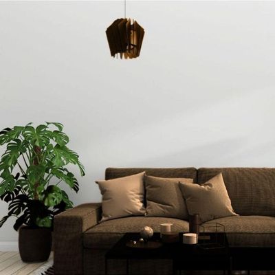 Luminária Teto Tipo Pendente Espiral Mdf - Completa Cor: Mdf Cru