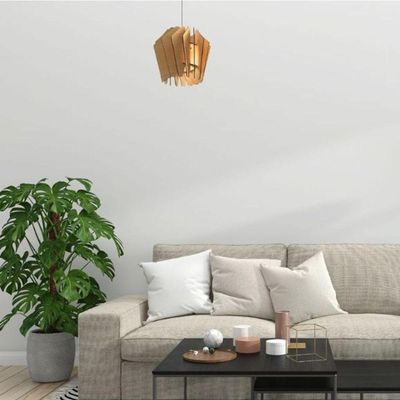 Luminária Teto Tipo Pendente Espiral Mdf - Completa Cor: Mdf Cru