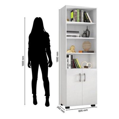 Mesa Para Computador Gávea E Livreiro Office Com Portas Pequenas Branco Trama - Móveis Leão