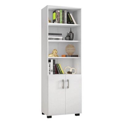 Mesa Para Computador Gávea E Livreiro Office Com Portas Pequenas Branco Trama - Móveis Leão
