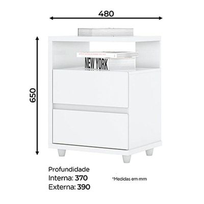 Mesa De Cabeceira Lacy Branco Brilho – Henn