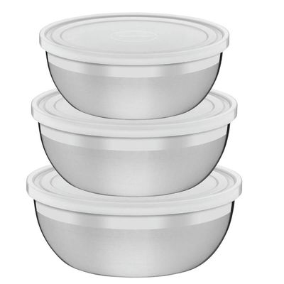 Jogo de Potes Inox 3 Peças Tramontina Freezinox 2,9L 2,2L 1,6L Tampa Plástica Mantimentos