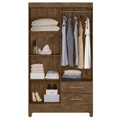 Guarda Roupa Solteiro Chile 4 Portas Castanho Wood - Moval
