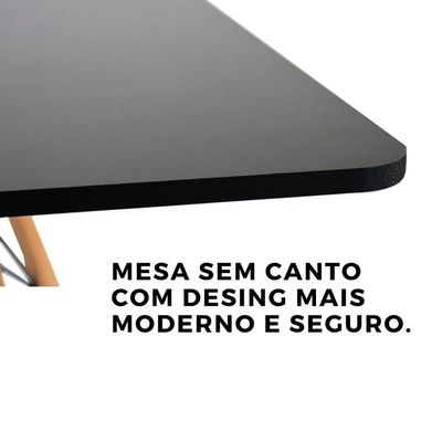 Mesa Jantar Sala Cozinha Eiffel Eames Elegante 90cm Quadrada Canto Arredondado Moderno Cor Preto