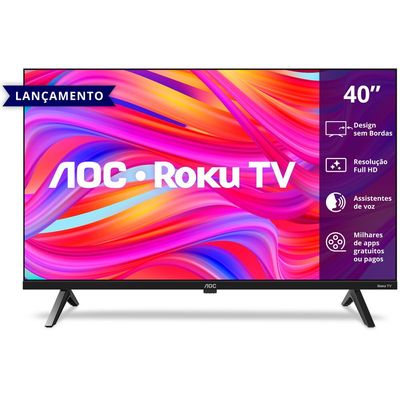 Smart TV AOC 40 Polegadas Full HD Roku TV 40S5045/78G Preto / Bivolt