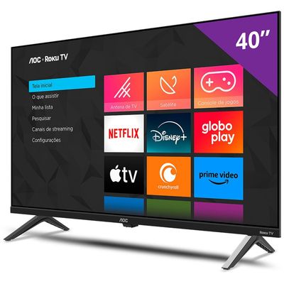 Smart TV AOC 40 Polegadas Full HD Roku TV 40S5045/78G Preto / Bivolt