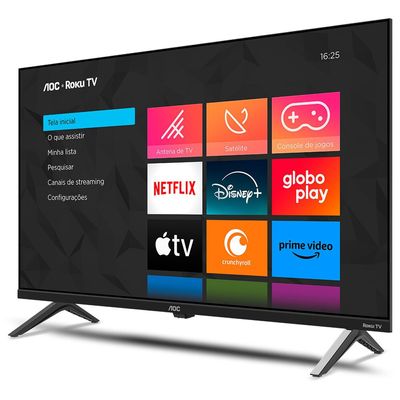 Smart TV AOC 40 Polegadas Full HD Roku TV 40S5045/78G Preto / Bivolt