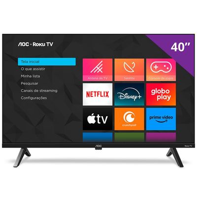 Smart TV AOC 40 Polegadas Full HD Roku TV 40S5045/78G Preto / Bivolt
