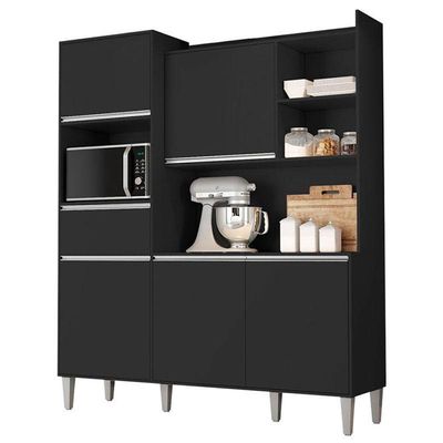 Armário Para Cozinha Kit Ambiente Isabel Preto Fosco - Ajl