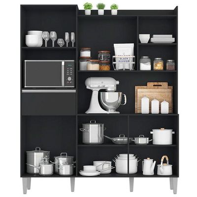 Armário Para Cozinha Kit Ambiente Isabel Preto Fosco - Ajl