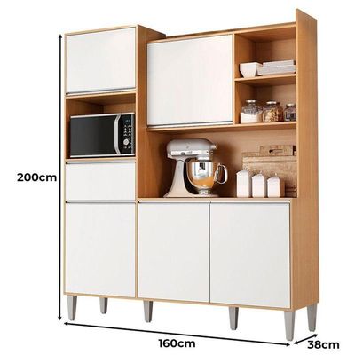Armário Para Cozinha Kit Ambiente Isabel Amêndoa Branco - Ajl