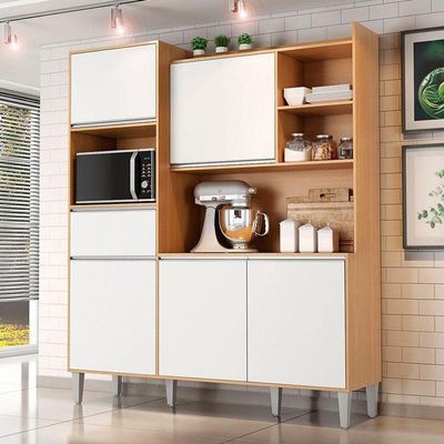 Armário Para Cozinha Kit Ambiente Isabel Amêndoa Branco - Ajl