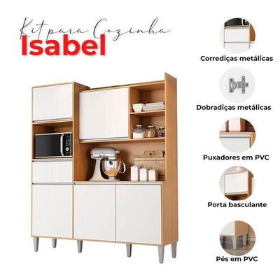 Armário Para Cozinha Kit Ambiente Isabel Amêndoa Branco - Ajl