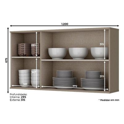 Armário Aéreo évelin 3 Portas 120 Cm Duna Cristal – Henn