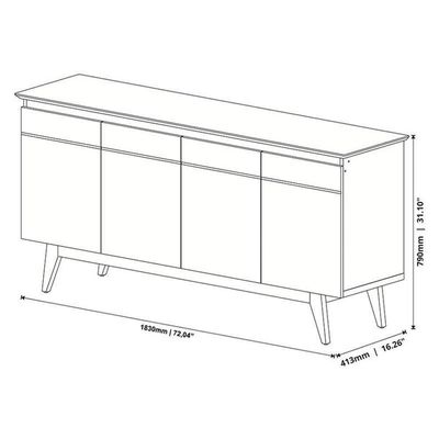 Painel Suspenso Loft Com Aparador Buffet Classic 1.8 Nature Off White - Imcal