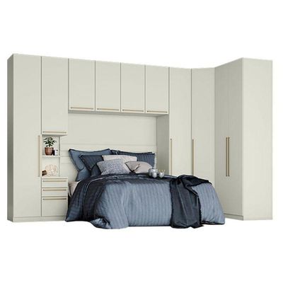 Quarto Modulado Casal Ambiente Composição 3 New Predileto 6 Peças Areia - Henn