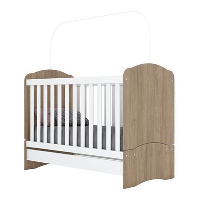 Quarto De Bebê Pique-esconde Com Berço Bala De Menta Rústico Branco - Henn