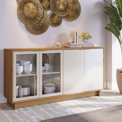 Aparador Para Sala Buffet Ambiente Vitória Freijó Off White – Colibri