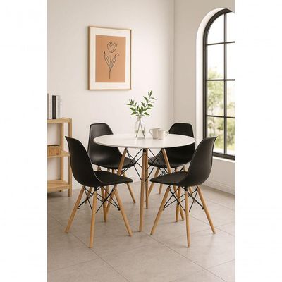 Conjunto Mesa Redonda Eiffel 90cm E Cadeiras Eiffel Elegante Design Atemporal E Moderno