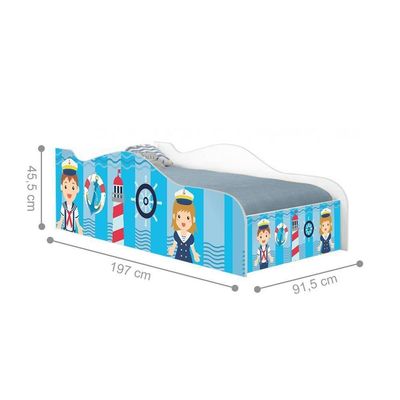 Cama Carro Fun Adesivada Capitão Marinhos Meninos Solteiro
