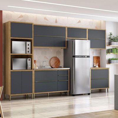 Cozinha Modulada Paola Composição 1 Carvalho Dakar Grafite - Aramóveis