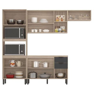 Cozinha Modulada Firenze Fmt004 Avena Touch Grafito - Demóbile